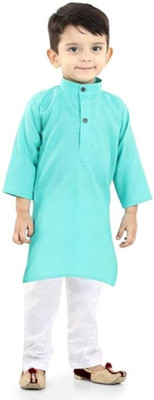 VDC CREATIONS Baby Boys Festive & Party Kurta and Pyjama Set(Green Pack of 1)
