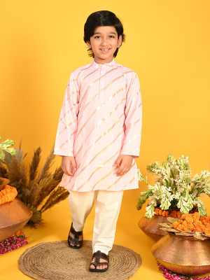 Saka Designs Boys Festive & Party Kurta and Pyjama Set(Beige Pack of 1)