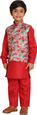 PRO ETHIC Boys Festive & Party Kurta and Trouser Set(Maroon Pack of 1)