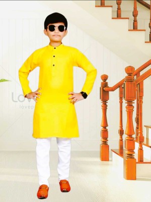 MODINA ENTERPRISE Baby Boys Casual Kurta and Pyjama Set(Yellow Pack of 1)