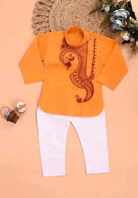 Oxipittal Club Baby Boys Festive & Party Kurta and Dhoti Pant Set(Yellow Pack of 1)