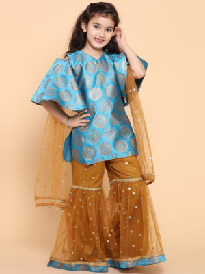 AJ Dezines Girls Festive & Party Kurta and Pyjama Set(Multicolor Pack of 1)