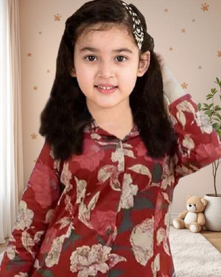 Bholukart Girls Casual Dupatta and Pyjama Set(Maroon Pack of 1)