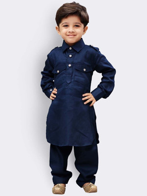 jbn CREATION Boys Festive & Party, Casual Pathani Suit Set(Blue Pack of 1)