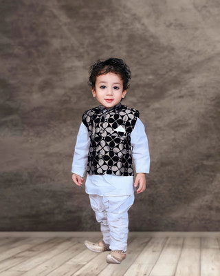 SKM EMPIRE Boys Festive & Party Kurta and Dhoti Pant Set(Black Pack of 1)