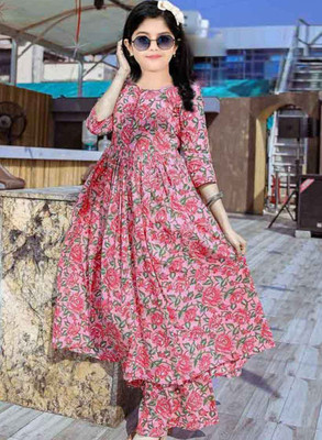 ROSMEAN Girls Formal Kurta and Trouser Set(Pink Pack of 1)