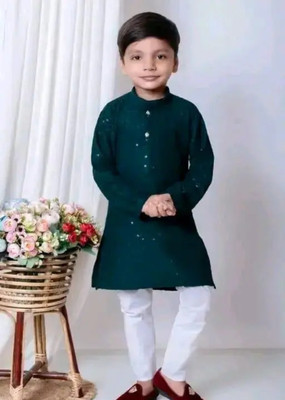 KAJOLDRESSES Boys Festive & Party Kurta and Churidar Set(Yellow Pack of 1)