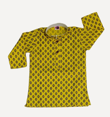 FG FASHION Baby Boys Festive & Party Kurta and Dhoti Pant Set(Yellow Pack of 1)