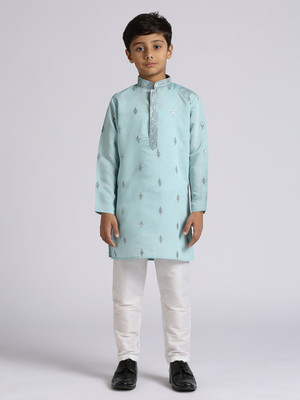 Sangria Boys Festive & Party Kurta and Pyjama Set(Blue Pack of 2)
