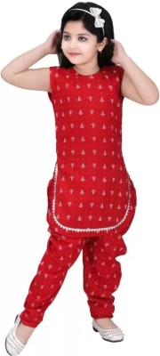 BroTraders Baby Girls Party(Festive) Dress Pyjama(Red)