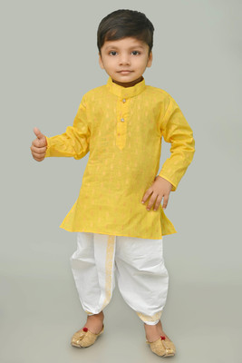 sahil collection Boys Festive & Party Kurta and Dhoti Pant Set(Yellow Pack of 1)