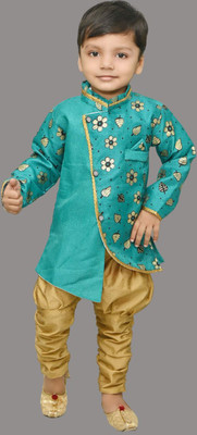 Oxipittal Club Boys Festive & Party Kurta and Dhoti Pant Set(Green Pack of 1)