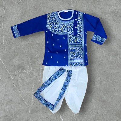DMTZ Boys Festive & Party Dhoti & Kurta Set(Blue Pack of 1)