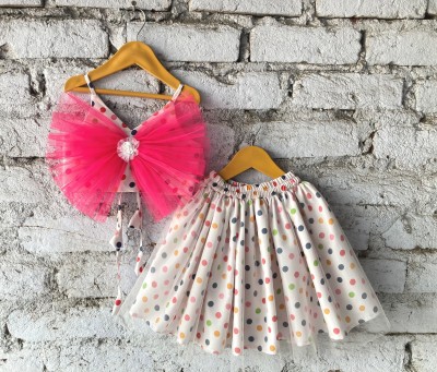 teenz veenz Baby Girls Party(Festive) Top Skirt(Beige)