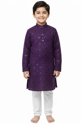 SHRISTIKIDS Baby Boys Festive & Party Kurta and Pyjama Set(Purple Pack of 1)
