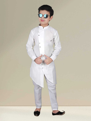 MUSTAKIN CREATION Baby Boys Casual Kurta and Pyjama Set(White Pack of 1)