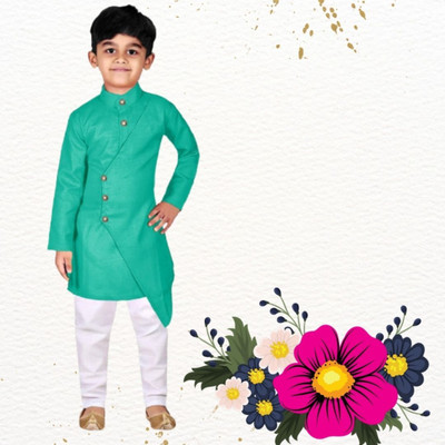 VCD FASHION HUB Baby Boys Festive & Party Kurta and Pyjama Set(Green Pack of 1)