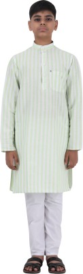 Narrow Margin Boys Festive & Party Kurta and Pyjama Set(Green Pack of 1)