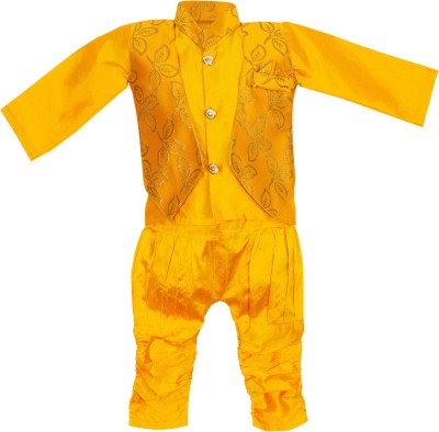 Amirtha Fashion Boys Festive & Party Kurta and Pyjama Set(Yellow Pack of 1)