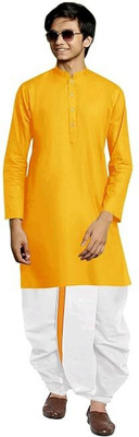 DIAMOND CLUSTER Boys Festive & Party Dhoti & Kurta Set(Yellow Pack of 1)