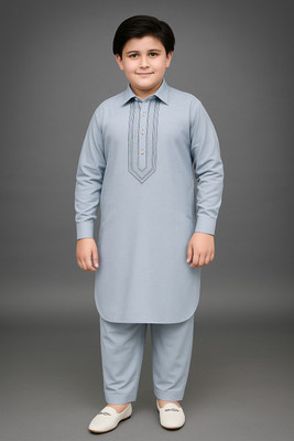 One Fort Boys Festive & Party Salwar and Kurta Set(Blue Pack of 1)
