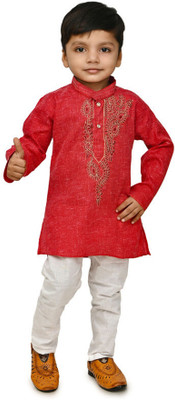 Wifi Baby Boys Festive & Party Kurta and Pyjama Set(Maroon Pack of 1)