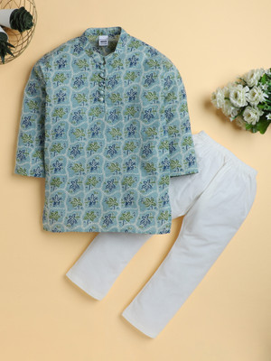 POLKA TOTS Baby Boys Wedding Kurta and Pyjama Set(Green Pack of 1)
