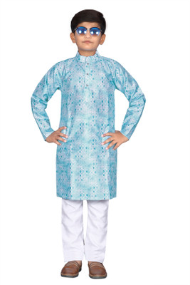 Dev Fashion Baby Boys Casual Kurta and Pyjama Set(Light Blue Pack of 1)