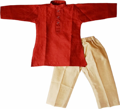 harshvardhanmart Boys Festive & Party Kurta and Pyjama Set(Maroon Pack of 1)