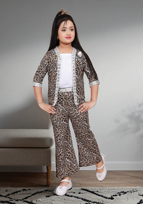 I F COLLECTIONS Girls Festive & Party Blazer, Shirt and Trouser Set(Multicolor Pack of 1)