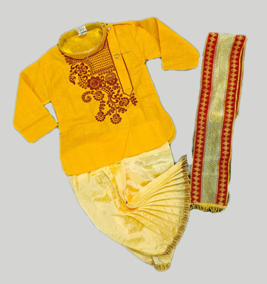 Alexa Creation Baby Boys Festive & Party Kurta and Dhoti Pant Set(Yellow Pack of 1)