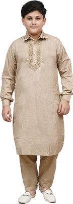 Pathani Boys Formal Pathani Suit Set(Gold Pack of 1)