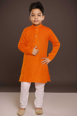 UmBri fashion Boys Festive & Party, Wedding, Casual Kurta and Pyjama Set(Orange Pack of 1)
