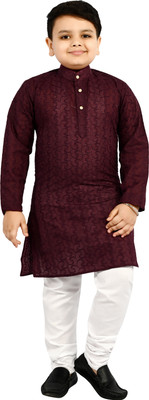 Arshia Fashions Boys Festive & Party Kurta and Pyjama Set(Purple Pack of 1)