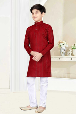 Shivgarmets Boys Festive & Party Kurta and Pyjama Set(Maroon Pack of 1)