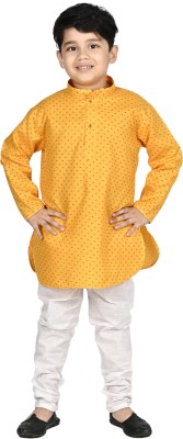 Smuktar garments Baby Boys Casual Kurta and Pyjama Set(Yellow Pack of 2)