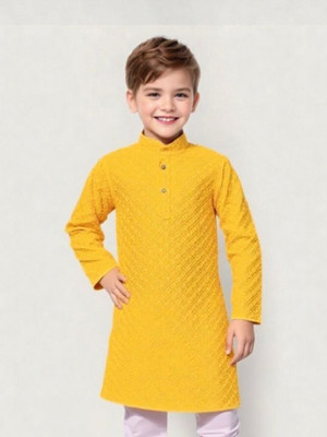 DIGIFASHION Boys Festive & Party Kurta and Pyjama Set(Yellow Pack of 1)