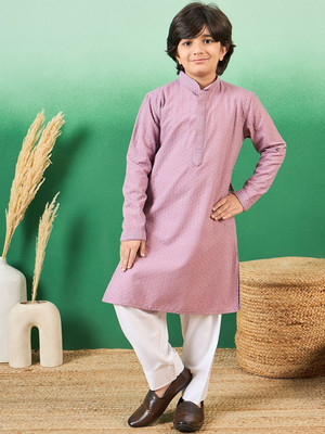 Sangria Boys Festive & Party Kurta and Patiala Set(Purple Pack of 1)