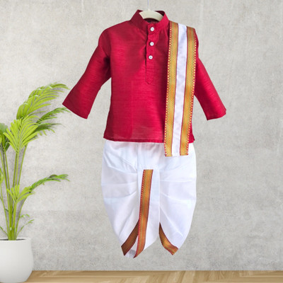 SMARTPOINT PLUS Baby Boys Festive & Party Dhoti & Kurta Set(Maroon Pack of 1)
