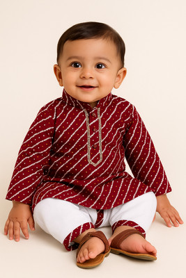 La Petite Boys Festive & Party, Wedding Dhoti & Kurta Set(Blue Pack of 1)