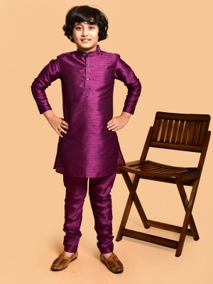 PRINTCULTR Boys Festive & Party Kurta and Pyjama Set(Purple Pack of 2)