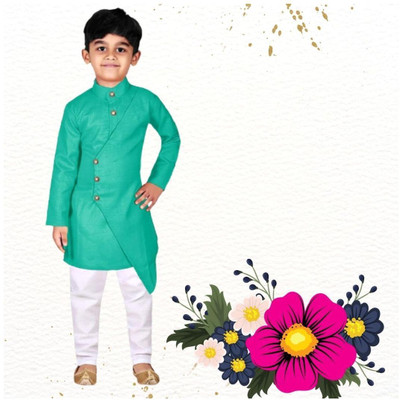 VC FASHION HUB Baby Boys Festive & Party Kurta and Pyjama Set(Green Pack of 1)