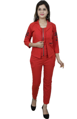 4All Girls Casual Blazer and Pant Set(Red Pack of 1)