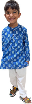 MAITREYO Baby Boys & Baby Girls Festive & Party Kurta and Pyjama Set(Blue Pack of 2)