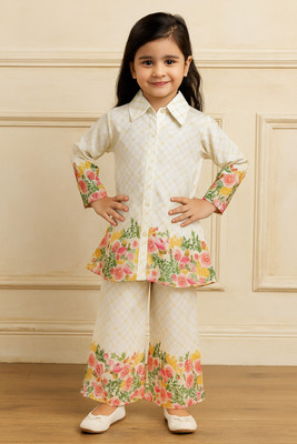 afiyafashionpoint Girls Casual Kurta and Pyjama Set(Multicolor Pack of 1)