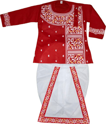 NKG Enterprises Boys Festive & Party Dhoti & Kurta Set(Red Pack of 1)
