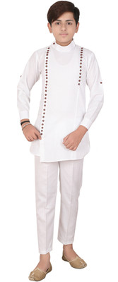 Eliq Boys Festive & Party Kurta and Pyjama Set(White Pack of 1)
