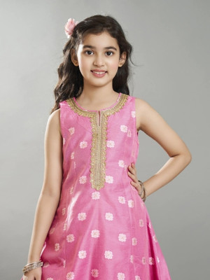 Bitiya By Bhama Girls Festive & Party Kurta and Sharara Set(Pink Pack of 2)