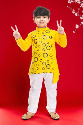 new gen Baby Boys Casual, Festive & Party, Wedding Kurta and Pyjama Set(Yellow Pack of 1)