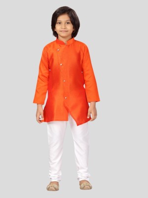 Aarika Boys Festive & Party Kurta and Pyjama Set(Orange Pack of 1)